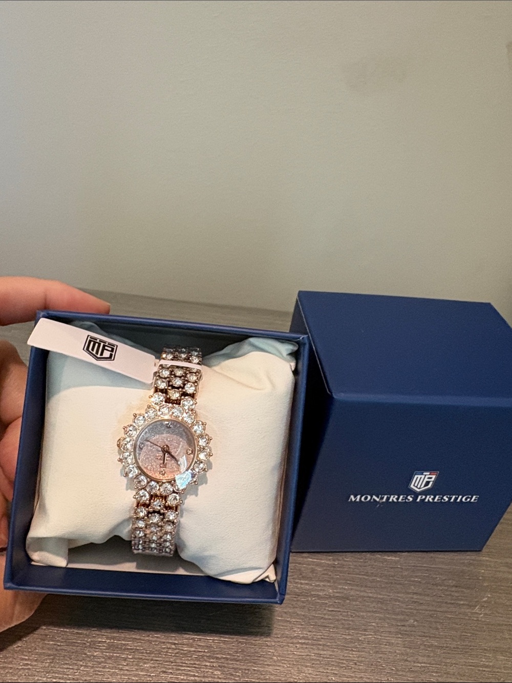 Montres Prestige Rose Gold Crystal Women's Bracelet Watch
